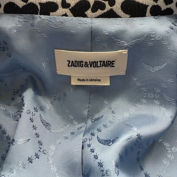 Zadig & Voltaire Viking Heart Blazer Jacket Black Beige Size 34 - Picture 9 of 14